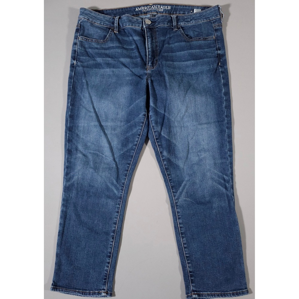 American Eagle Hi-Rise Jegging Crop Womens 16 Blue Super Stretch Denim Jeans